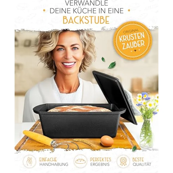 Krustenzauber Kasserolle Gusseisen Topf als Kochtopf, Schmortopf oder Brotbackform – Bild 3