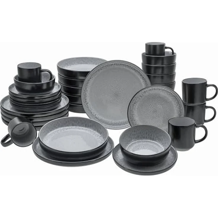 Creatable Kombiservice, 30-teiliges Geschirrset aus Keramik, hellgrau, lebensmittelecht, 300 ml – Bild 1
