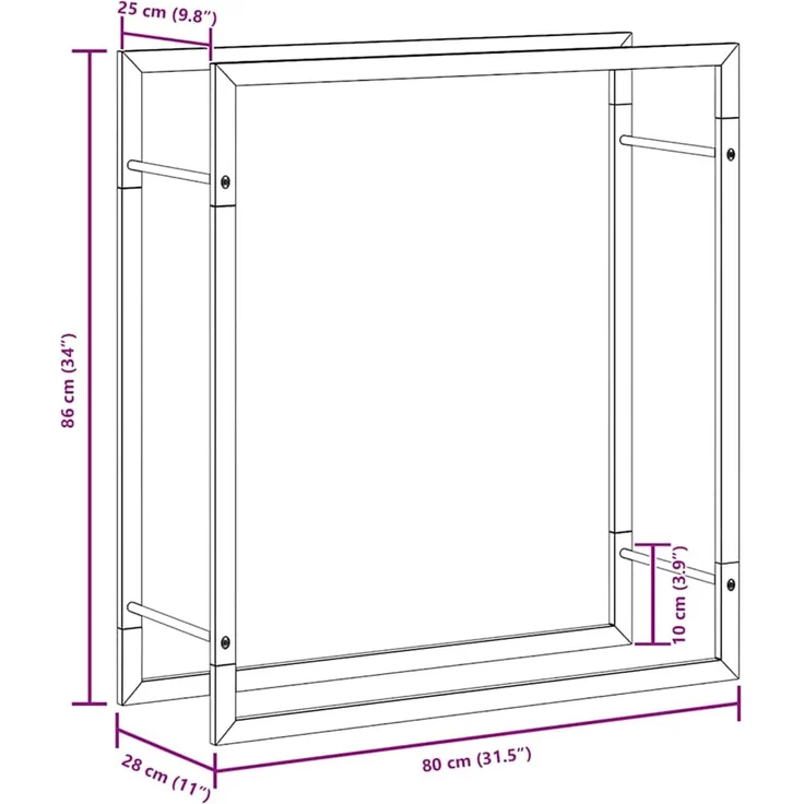 vidaXL Brennholzregal Mattschwarz 80x28x86 cm Stahl 350307 – Bild 8