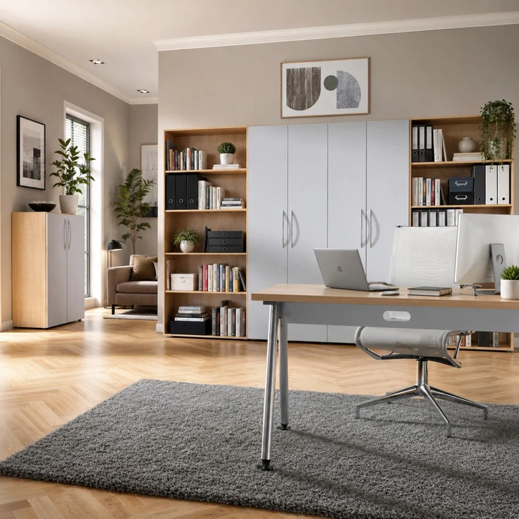 bümö manuell höhenverstellbarer Schreibtisch 140x80 cm in Asteiche - PC Tisch höhenverstellbar & klein, höhenverstellbarer Tisch Büro, kleiner Computertisch verstellbar, A-Serie, AS-14-R – Bild 10