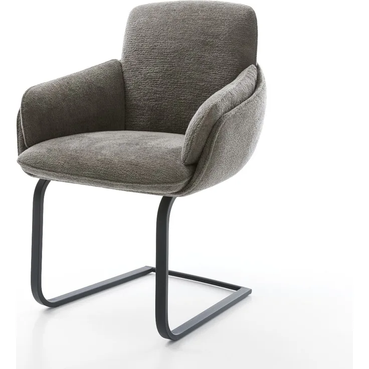 Freischwinger Luan-Flex mit Armlehnen Bouclé Soft Schlamm Freischwinger flach Schwarz