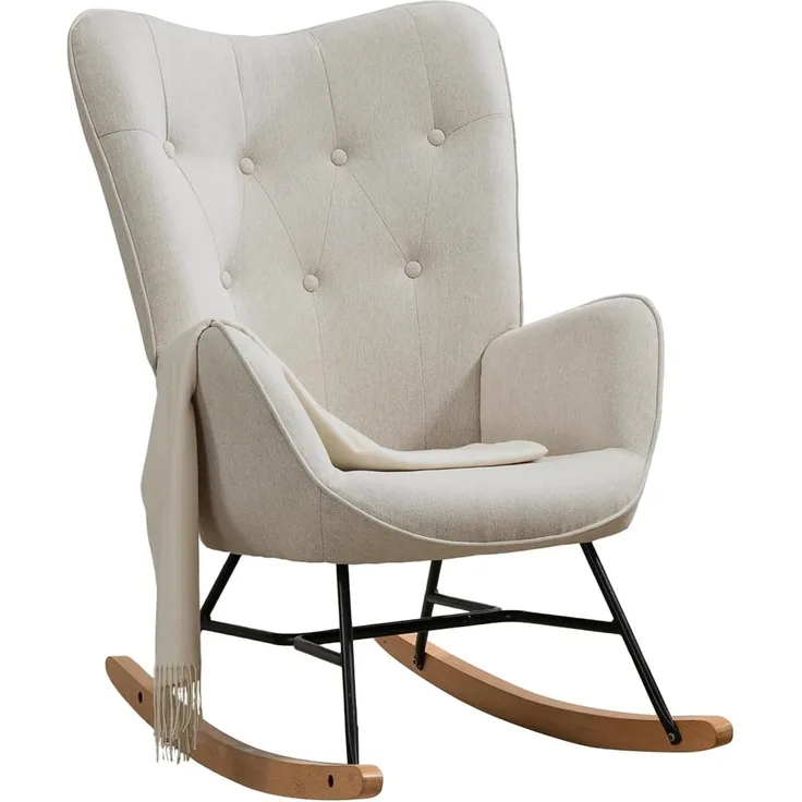 MEUBLE COSY Schaukelstuhl Relaxstuhl Schaukelsessel Sessel Stuhl Wohnzimmersessel Relax Lounge mit gepolsterter Sitzfläche, 68 x 87 x 98 cm