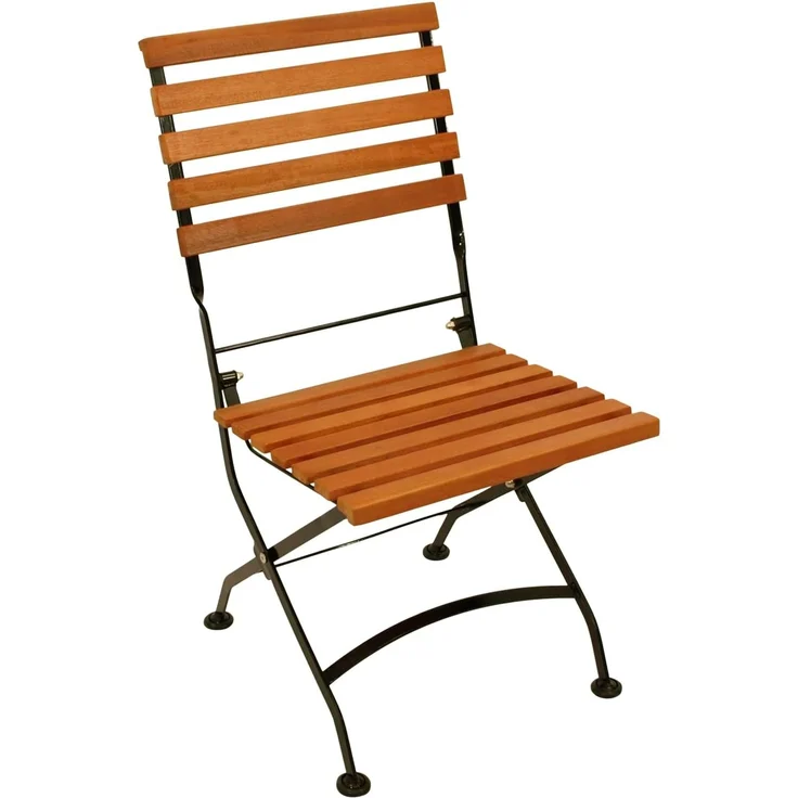 DEGAMO HOFGARTEN I Garten-Klappgarnitur 3-teilig, Stahl + Akazie, schwarz/braun, Tisch 75cm rund – Bild 2