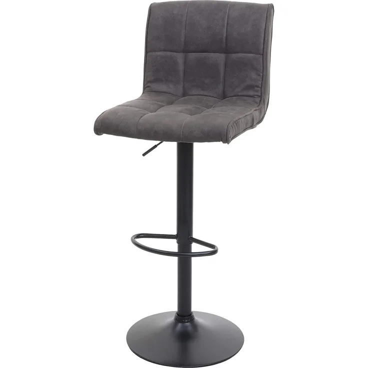 Barhocker HWC-B13, Barstuhl Tresenhocker, Wildlederimitat MVG-zertifiziert ~ vintage dunkelgrau