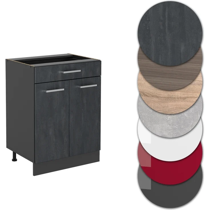 Küchenunterschrank R-Line Schwarz Beton 60 cm AP Anthrazit Vicco – Bild 5