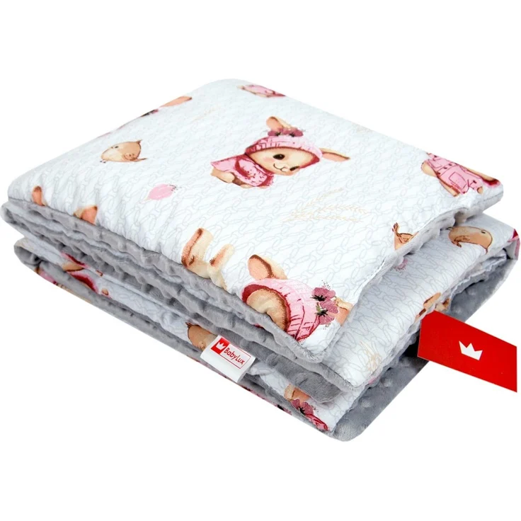 Kinderdecke BABYLUX Babydecke MINKY 2Set Kuscheldecke Decke 75 x 60cm Kinderwagen, BabyLux, MP151 - Grau + Häschen – Bild 2
