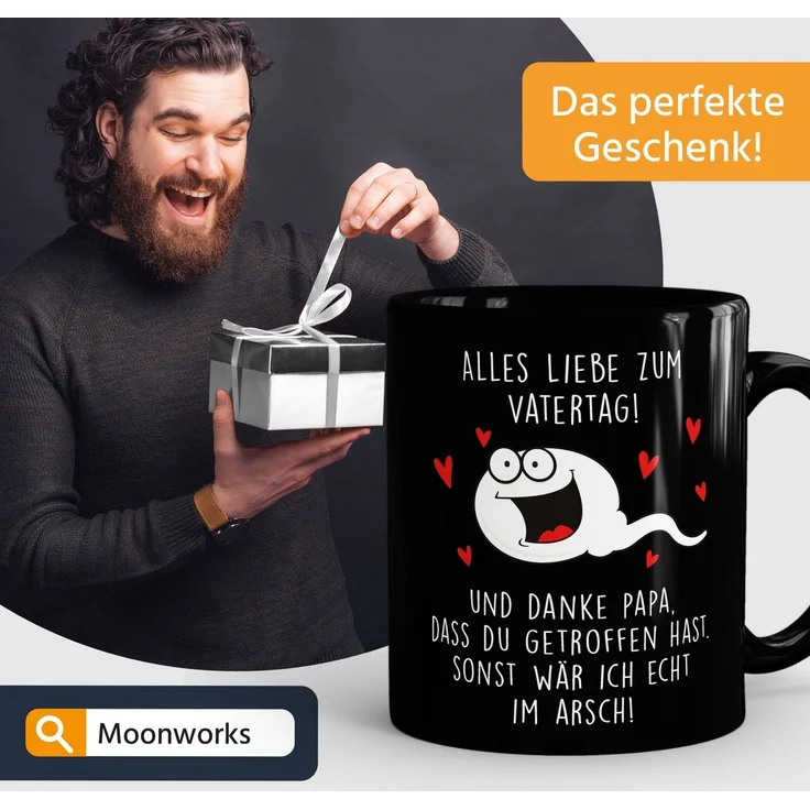 MoonWorks Tasse Kaffee-Tasse Danke Papa dass du getroffen hast Geschenk lustig zum, Keramik – Bild 4