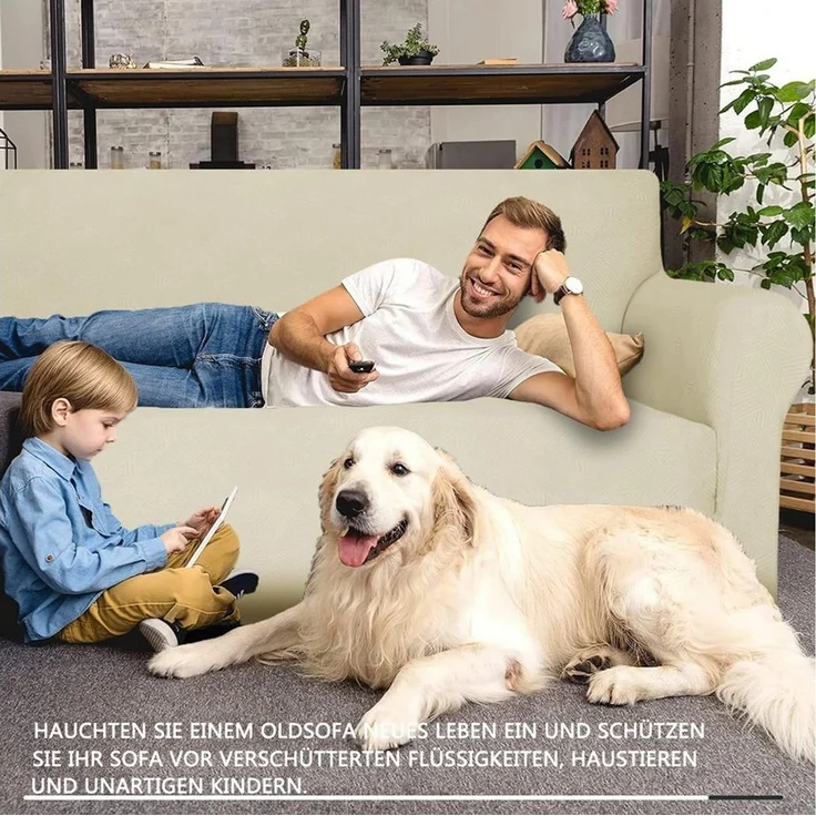 Agger Sofahusse Stretch Sofabezug, Sofa Überzug 1/2/3/4 Sitzer, Sofaschoner rutschfest, Elastisch Couch Überzug Mit Armlehnen, Sofaüberwurf Couch Überwurf – Bild 3