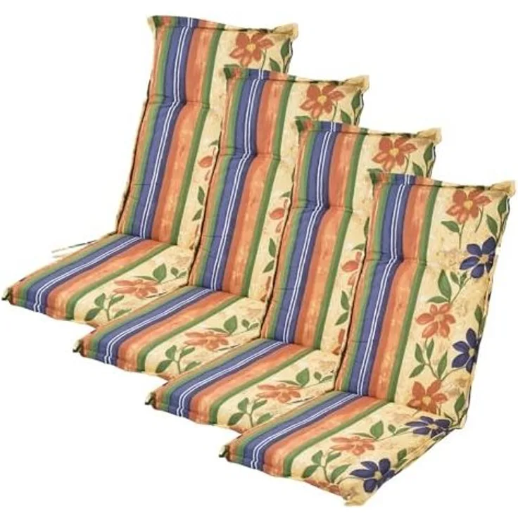 4x Polsterauflage Hochlehner Gartenstühle Sitzkissen Sesselauflage Sitzauflage