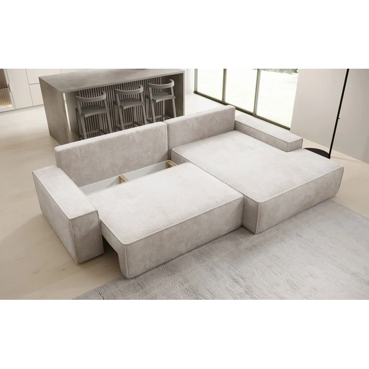 Luxusbetten24 Schlafsofa Designer Sofa Verona mit breiter Ottomane, mit Schlaffunktion und Stauraum – Bild 3