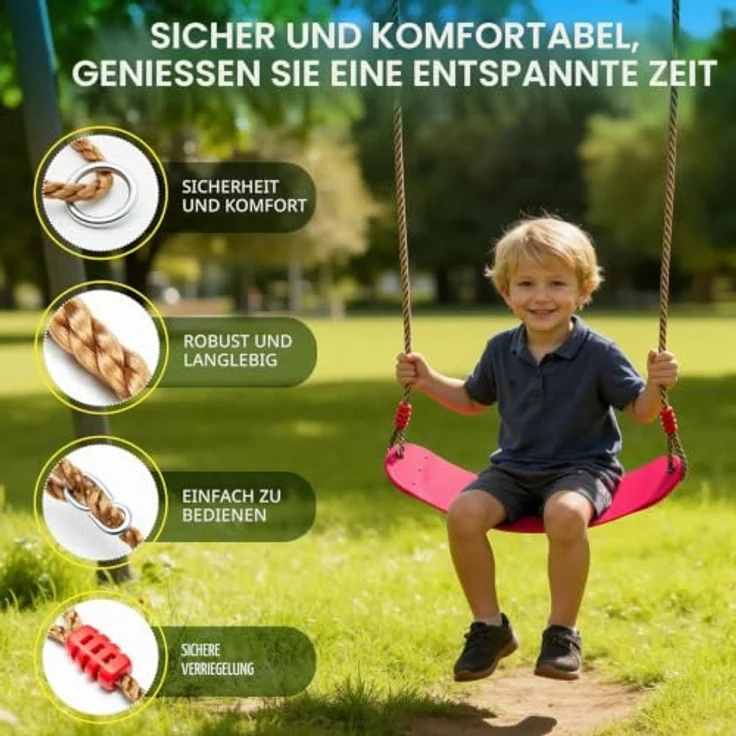 EXTSUD Schaukel Outdoor, Elastischer Kinderschaukel Eva weichen Bord U-Schaukel Brettschaukel Schaukelsitz Schaukelbrett Garten Spielzeug Kinder, Rosa – Bild 5