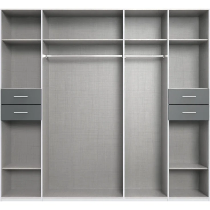 Drehtürenschrank Kleiderschrank 228cm Passep. Spiegel Beige Grau Griffe schwarz – Bild 2