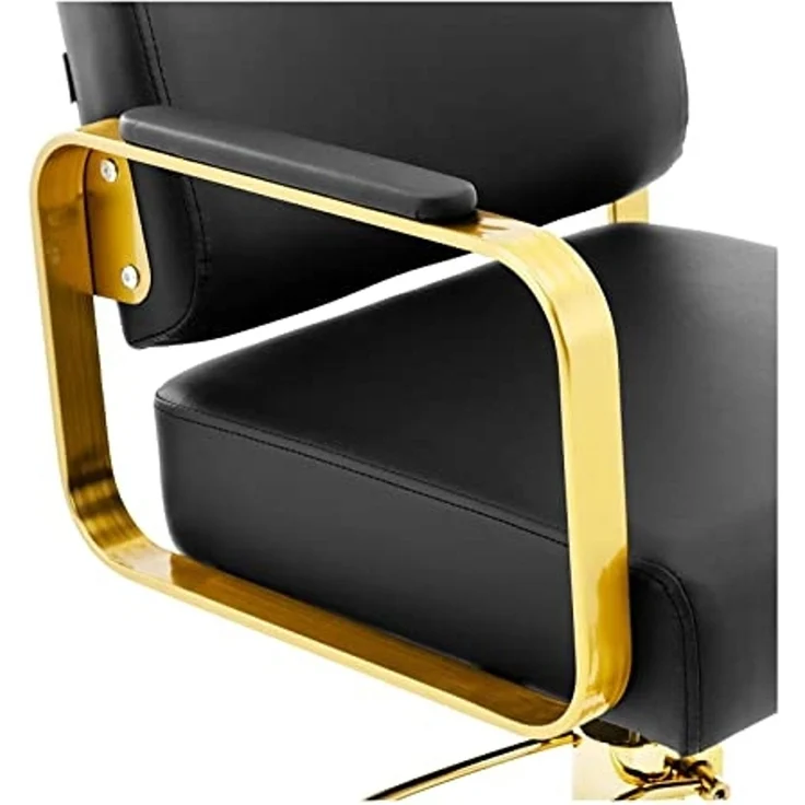 Physa Armlehnstuhl Friseurstuhl mit Fußstütze Barber-Stuhl 200 kg Otley Black Golden, Schwarz, Golden – Bild 4
