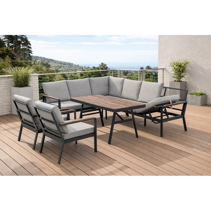 Gardissimo ANDORRA Ecklounge Gartenmöbel Sitzgruppe Nonwood Holzoptik links – Bild 1