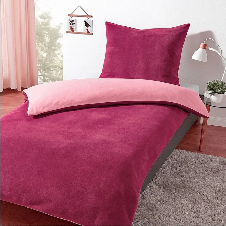 heimtexland Bettwäsche kuschelige Winter Wende-Bettwäsche Cashmere Touch, Microfaser, Kopfkissen 80x80 I Bettdecke 135x200 I malve – Bild 1