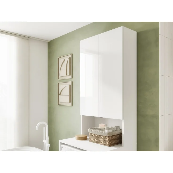 Platan Room Waschmaschinenumbauschrank Badschrank LORA Waschmaschinenschrank Badezimmer Hochschrank 210 x 65 x 50 cm – Bild 2