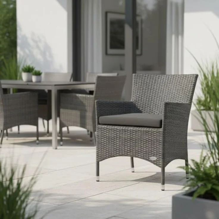 XXXL Rattan Stuhl Trento, Farbe Grau-Silber – Bild 3