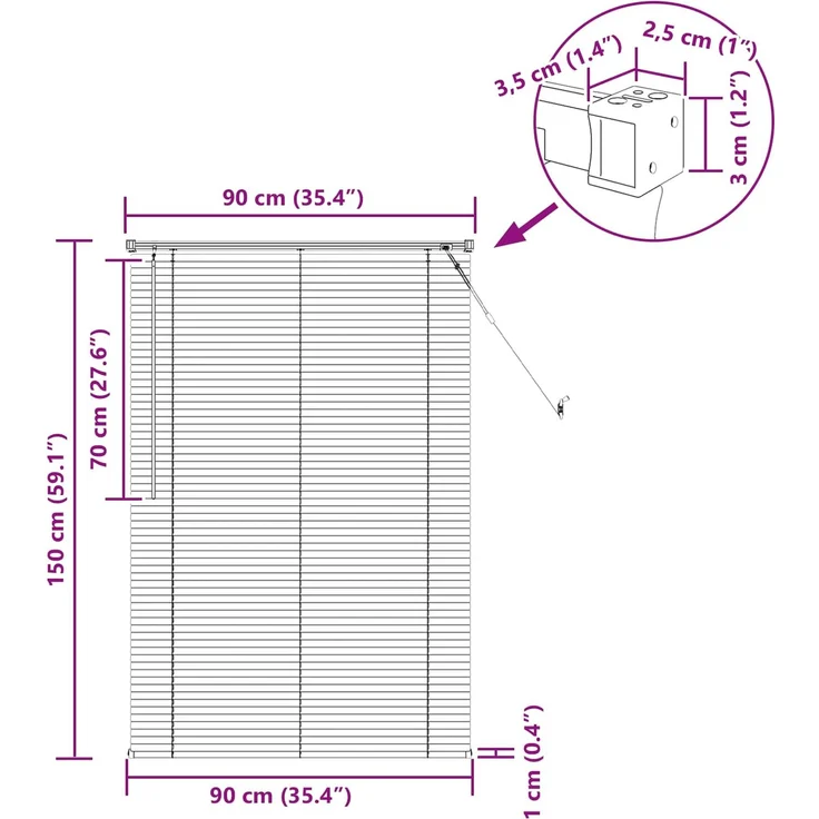 vidaXL Venezianische Jalousie Weiß 150 x 90 cm 25 mm PVC 42003711 – Bild 10