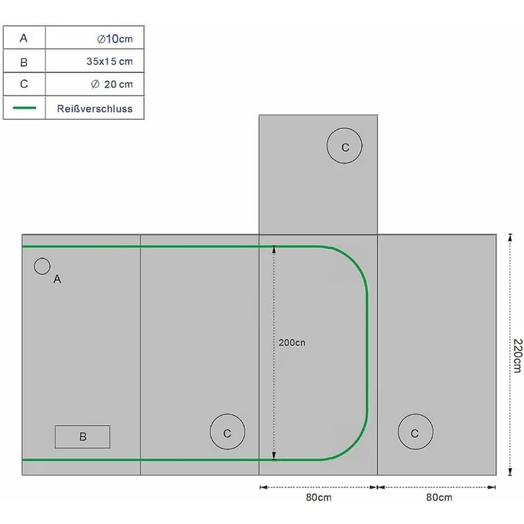 Growbox Gewächshaus Indoor Pflanzenzelt Zuchtzelt Growroom Zuchtschrank Darkroom Zimmergewächshaus Growschrank - 80x80x220 cm – Bild 7