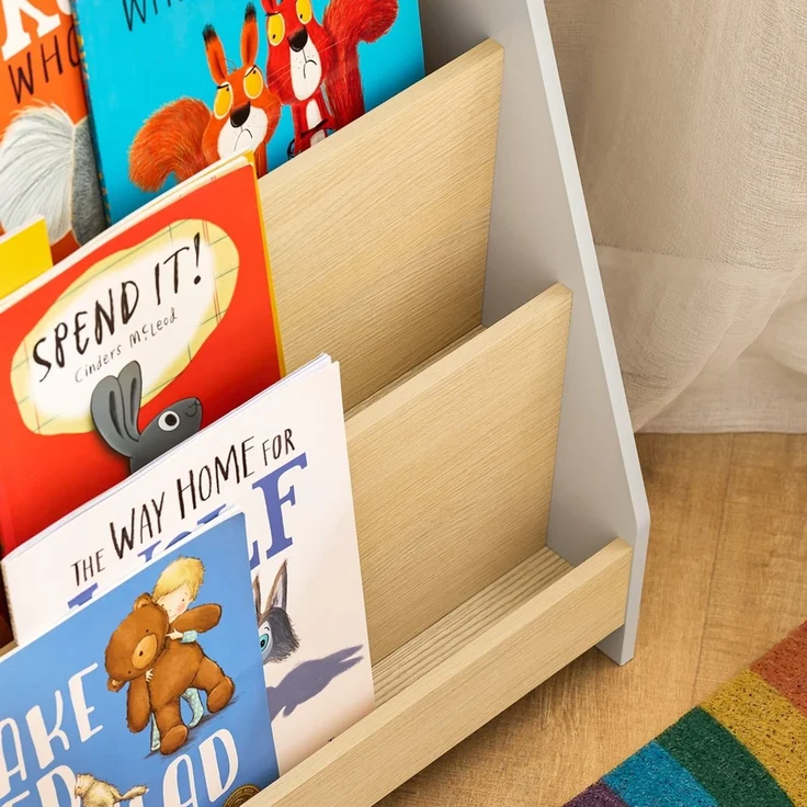 SoBuy KMB106-HG Kinderregal, MDF, Lackiert, Helle Eiche, 61 x 71 x 30 cm – Bild 4