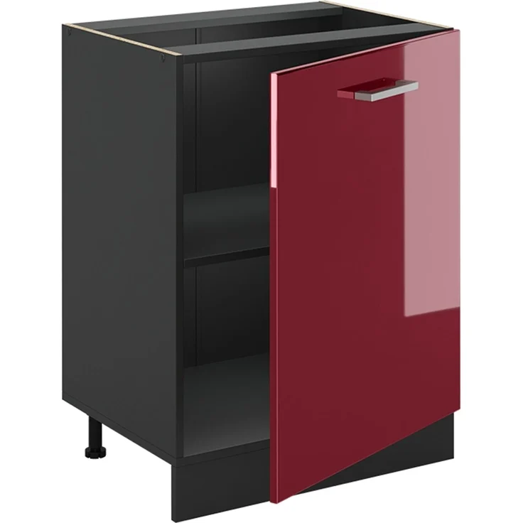 Küchenunterschrank R-Line Rot Hochglanz/Anthrazit 60 cm mit 1 Tür ohne Arbeitsplatte Vicco – Bild 3
