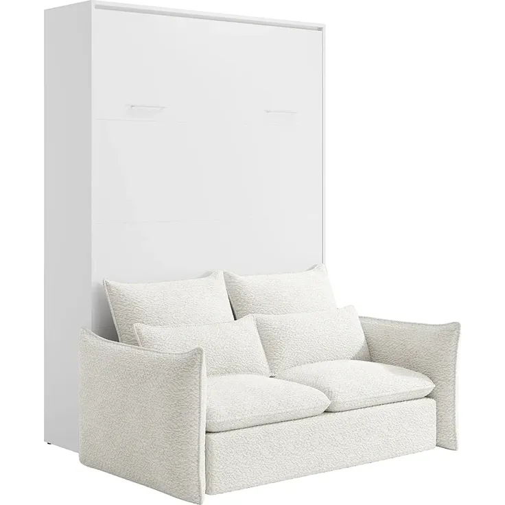 Vente-unique - BEGANIO Bett Holz, Platte BeigeWeiß - B 141 cm239,2 cm x H 225 cm x L 188 cm – Bild 4
