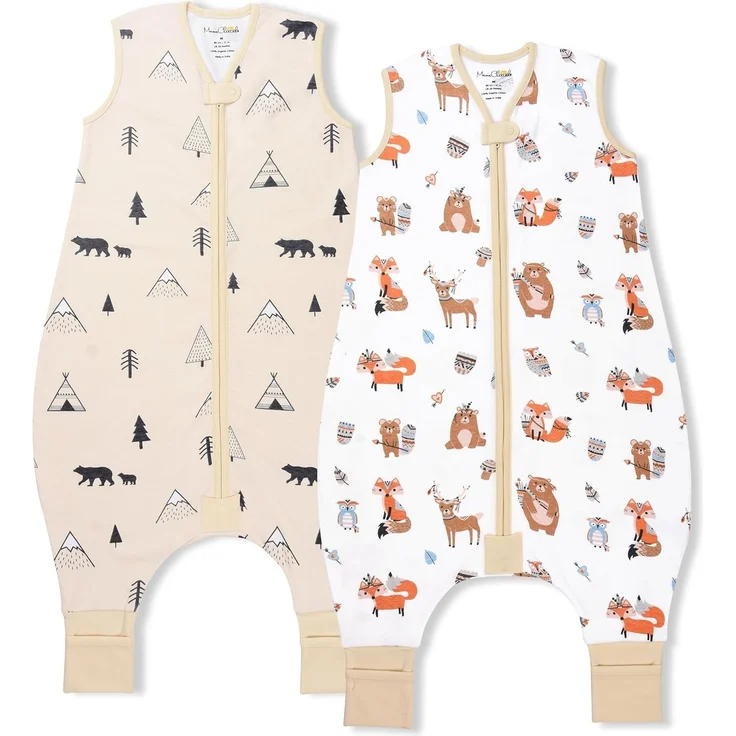 Mama Cheetah Baby Schlafsack mit Füße 0.5 TOG, Sommerschlafsack, Bio-Baumwolle Baby Schlafsäcke ohne Ärmeln Babyschlafsack mit Beinen für Säugling Kinder Junge Mädchen, 80cm (Baby Höhe 82-92cm)