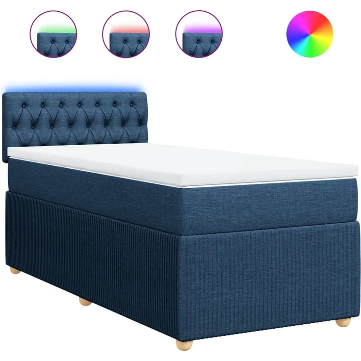 vidaXL Boxspringbett mit Matratze Blau 90x190 cm Stoff 3289624 – Bild 2