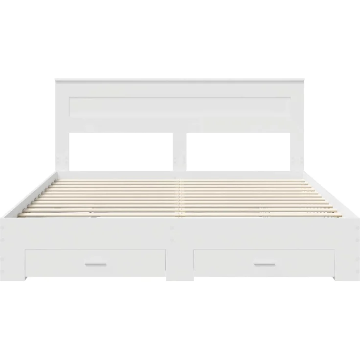 vidaXL Bettrahmen mit Kopfteil Weiß 180 x 200 cm Holzwerkstoff 3409958 – Bild 7
