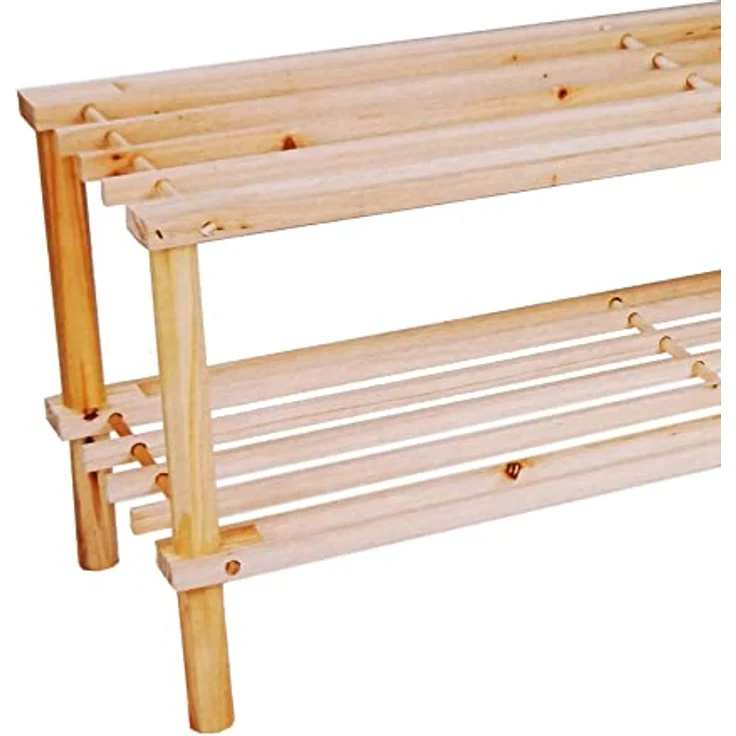 Lifetime Garden alpina. Schuhregal, 74 x 26 x 30 CM, zwei Lagen, FSC-zertifiziert, Holz, beige – Bild 3
