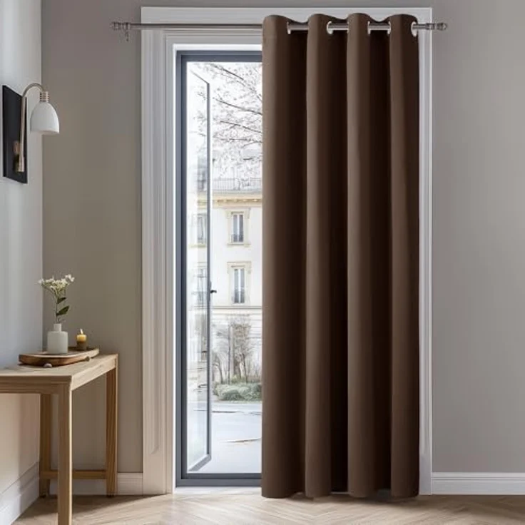 Deconovo Blickdichter Verdunkelungsvorhang UV-Schutz Thermovorhang Braun | 1 Stück, H160 x B132 cm, Verdunkelungsgardinen, Thermovorhang, Hitzeschutz, Sichtschutz für Wohnzimmer und Schlafzimmer – Bild 1