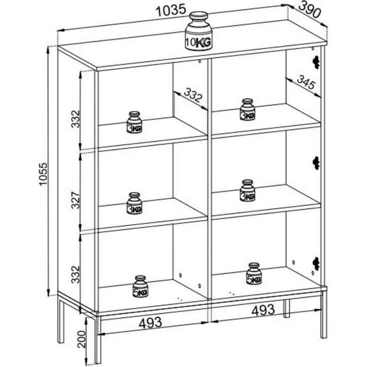 Compleo Vitrine LINO mit gerifflete Front, Loft stil, 2 Türen – Bild 3