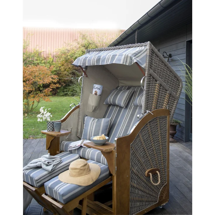 Strandkorb Komplettset - bene living - Schleswig Pinie - PE mokka - Modell 555 – Bild 8