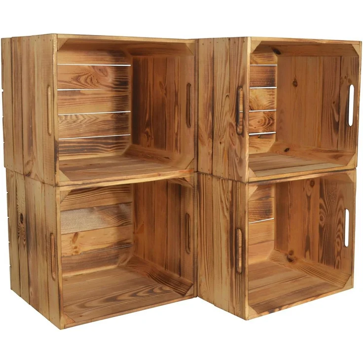 CHICCIE Holzkiste Kallax Aufbewahrungsbox Geflammt 33x38x33cm (4 St) – Bild 4