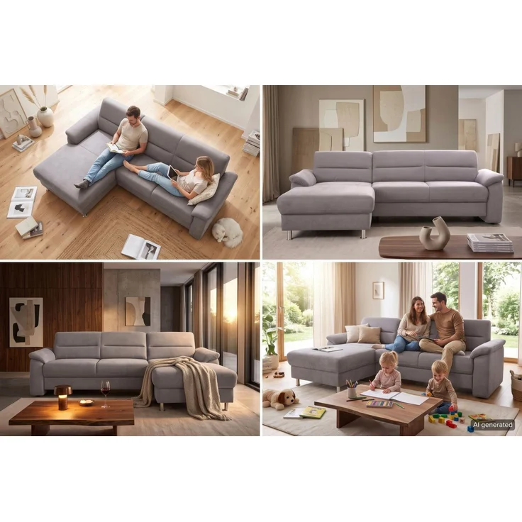 sit&more Ecksofa Ascara L-Form, B: 251 cm, Boxspring & Federkern, Schlaffunktion optional, frei stellbar, Komfortsitz – Bild 2