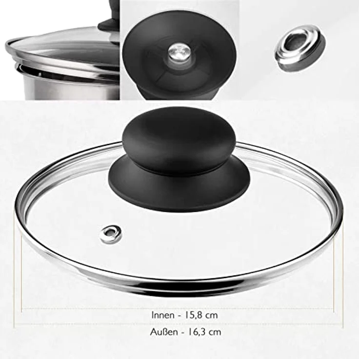 Konzept 11 Topfdeckel Topfdeckel aus Glas Verschiedene Durchmesser, spülmaschinengeeignet – Bild 4