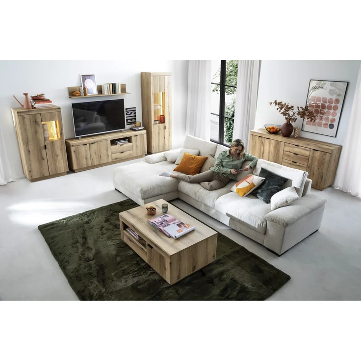 Wohnwand >Delamar< (3-teilig) in Coast Evoke Eiche Dekor - 266x165x40 (BxHxT) – Bild 8
