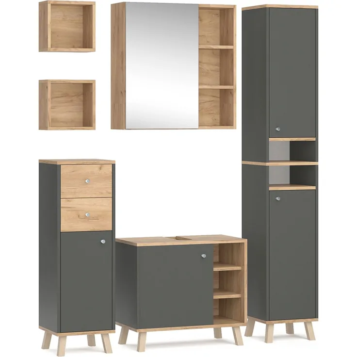 Badmöbel-Set Senyo Anthrazit 6-teilig Vicco