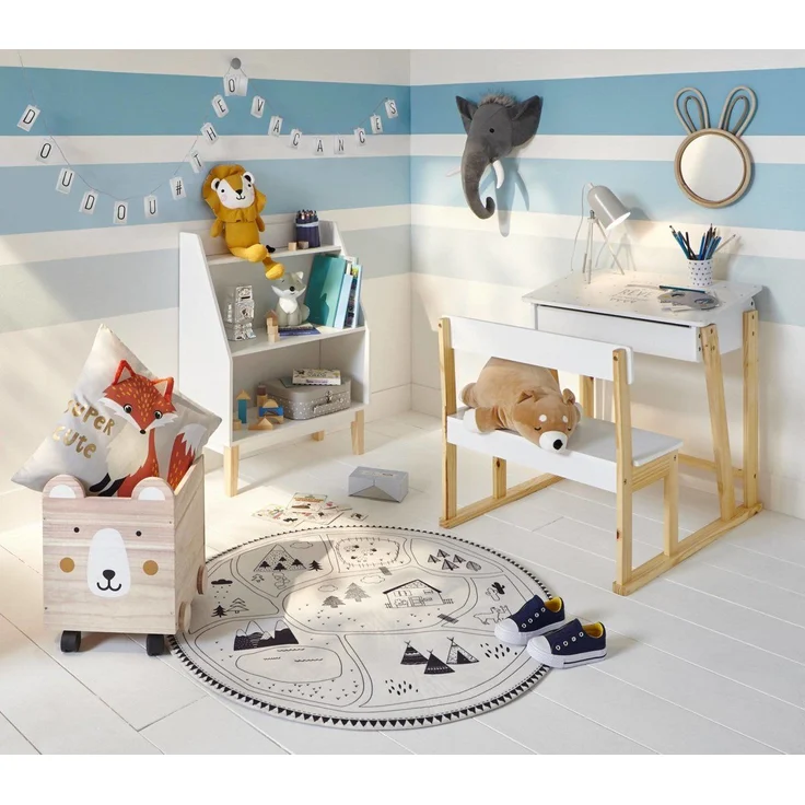 Schreibtisch mit Bank für Kinderzimmer, Hochstuhl und Tisch für ein Kind – Bild 3