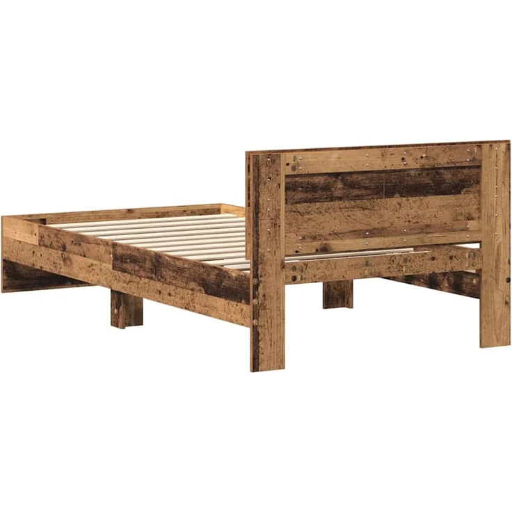 vidaXL Bettgestell mit Kopfteil Altholz 100 x 200 cm Holzwerkstoff 3376050 – Bild 7
