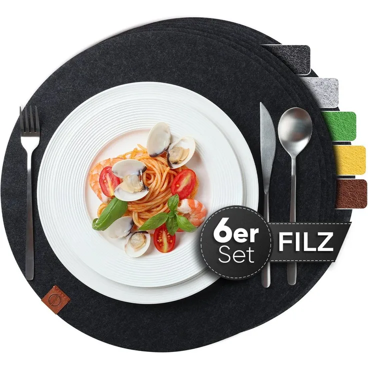 Loco Bird Platzset Tischset aus Filz, 6er Set Rechteckig, 38 cm Telleruntersetzer, (Tischset), abwischbare Tischuntersetzer Platzdeckchen