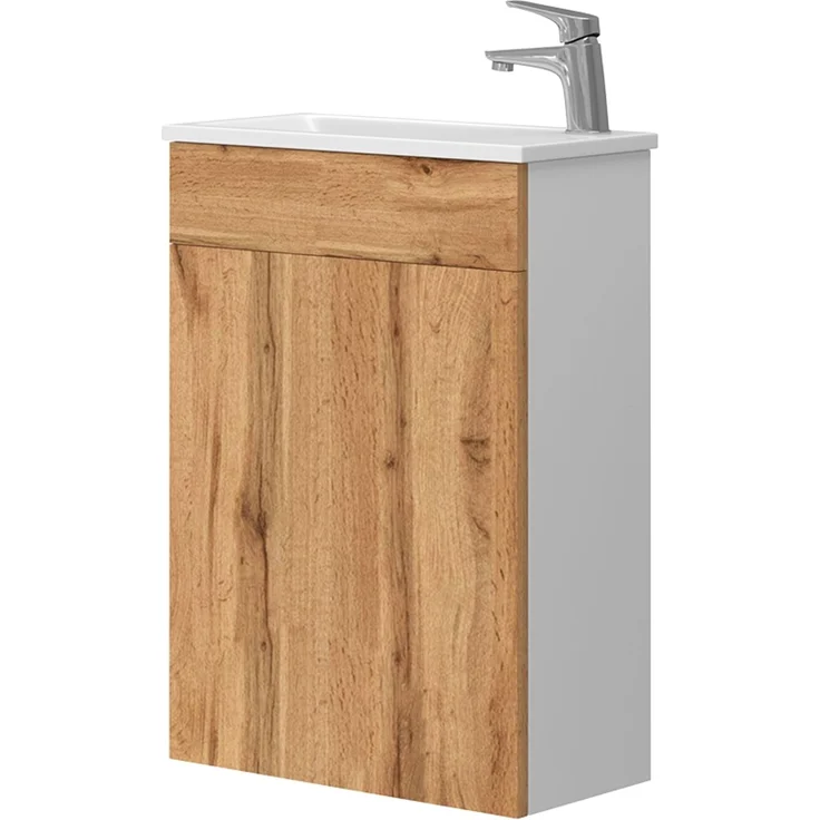 Waschbeckenunterschrank Amadeo Goldkraft Eiche 2 Teile, mit Waschbecken Vicco – Bild 1