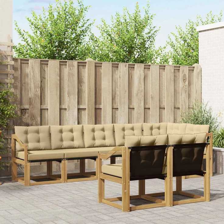 vidaXL Outdoor-Sofagarnitur 8 stk. 7-Sitzer Weiß und Beige 3389607 – Bild 1