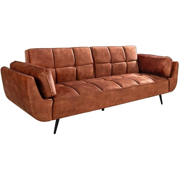riess-ambiente Schlafsofa BOUTIQUE 215cm rostbraun/schwarz - Samt, Bettfunktion, Daybett, Einzelartikel 1 Teile, Retro Couch inkl. Kissen - ideal für Wohn-, Ess- und Schlafzimmer – Bild 2