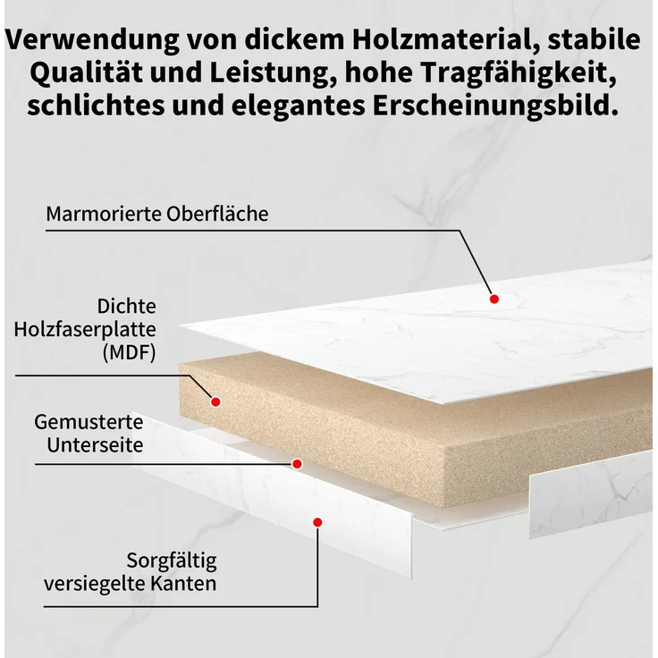 2er-Set Couchtisch aus MDF mit Marmordesign & Metallrahmen, nestbar, 70x70x45 cm + 45x45x37 cm – Bild 7