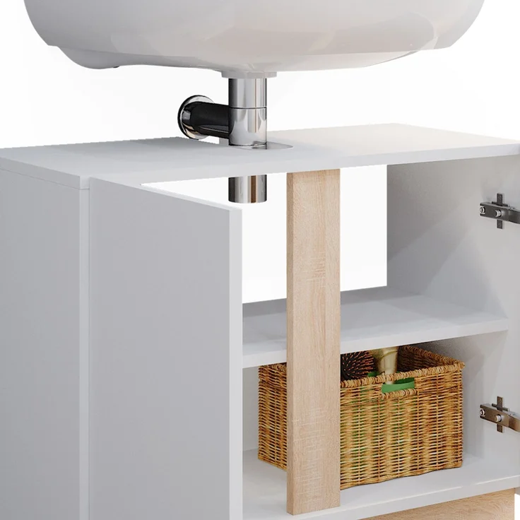 Waschbeckenunterschrank Gloria Weiß 70.4 x 55.5 cm mit 2 Türen Vicco – Bild 6