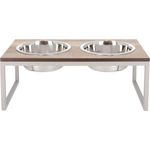 Hundenapf Futternapf DIMO Metall Taupe HPL-Platte Holzdekor von Jan Kurtz