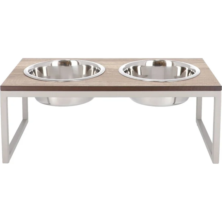 Hundenapf Futternapf DIMO Metall Taupe HPL-Platte Holzdekor von Jan Kurtz – Bild 1