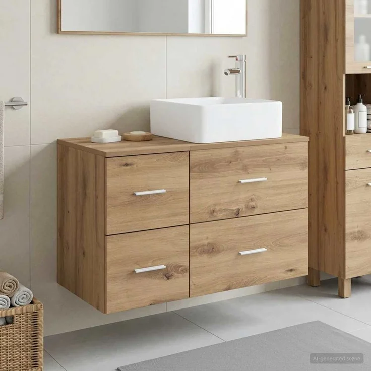 vidaXL Wandmontiertes Badezimmermöbel-Set 2 stk. Artisan-Eiche 3403983 – Bild 1