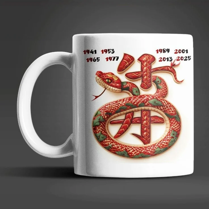 WS-Trend Tasse Schlange Chinesisches Jahres Sternzeichen Kaffeetasse Teetasse, Keramik – Bild 3
